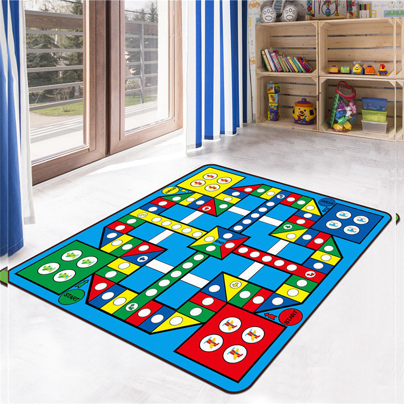 Lisslune | Kids Play Rug Multicolored Polypropylene Area Rug Pet Friendly Non-Slip Washable Rug for Kids Room