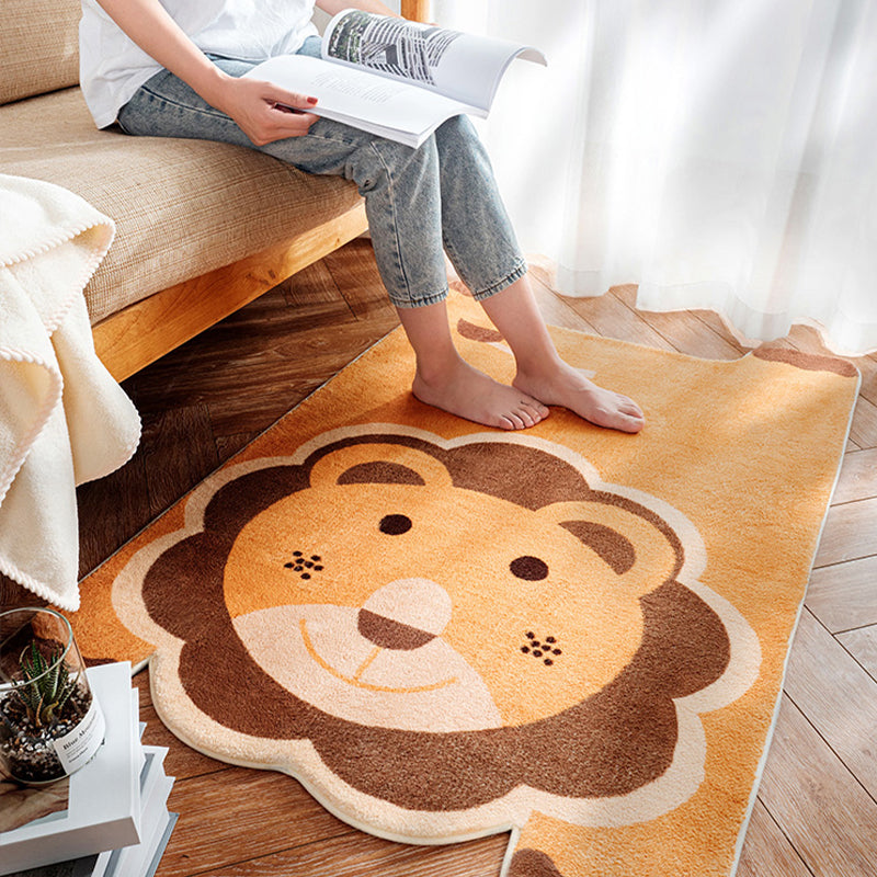 Lisslune | Irregular Shaped Animal Rug Multicolor Cartoon Rug Synthetic Non-Slip Back Machine Washable Pet Friendly Rug for Children's Room