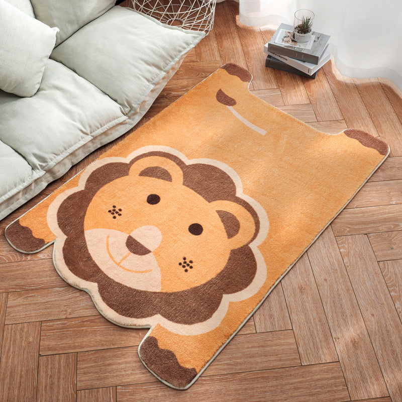 Lisslune | Irregular Shaped Animal Rug Multicolor Cartoon Rug Synthetic Non-Slip Back Machine Washable Pet Friendly Rug for Children's Room