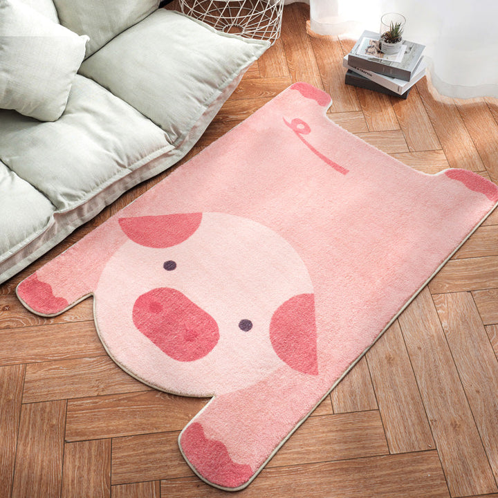 Lisslune | Irregular Shaped Animal Rug Multicolor Cartoon Rug Synthetic Non-Slip Back Machine Washable Pet Friendly Rug for Children's Room