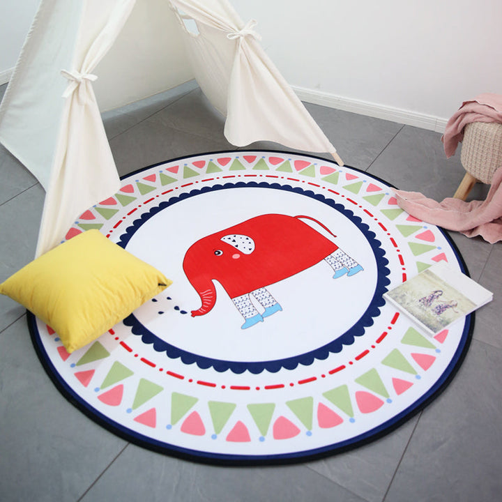 Lisslune | Multi-Color Tiered Rug Cotton Children Style Carpet Easy Care Non-Slip Back Carpet for Playroom