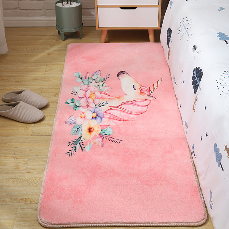 Lisslune | Children's Room Rug Multicolored Animal Sketches Rug Cotton Machine Washable Rug