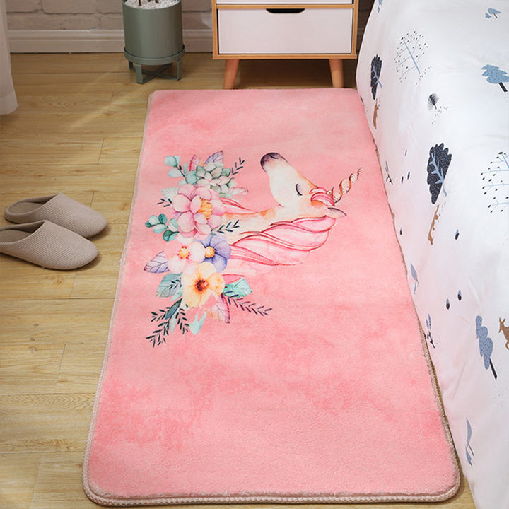Lisslune | Children's Room Rug Multicolored Animal Sketches Rug Cotton Machine Washable Rug