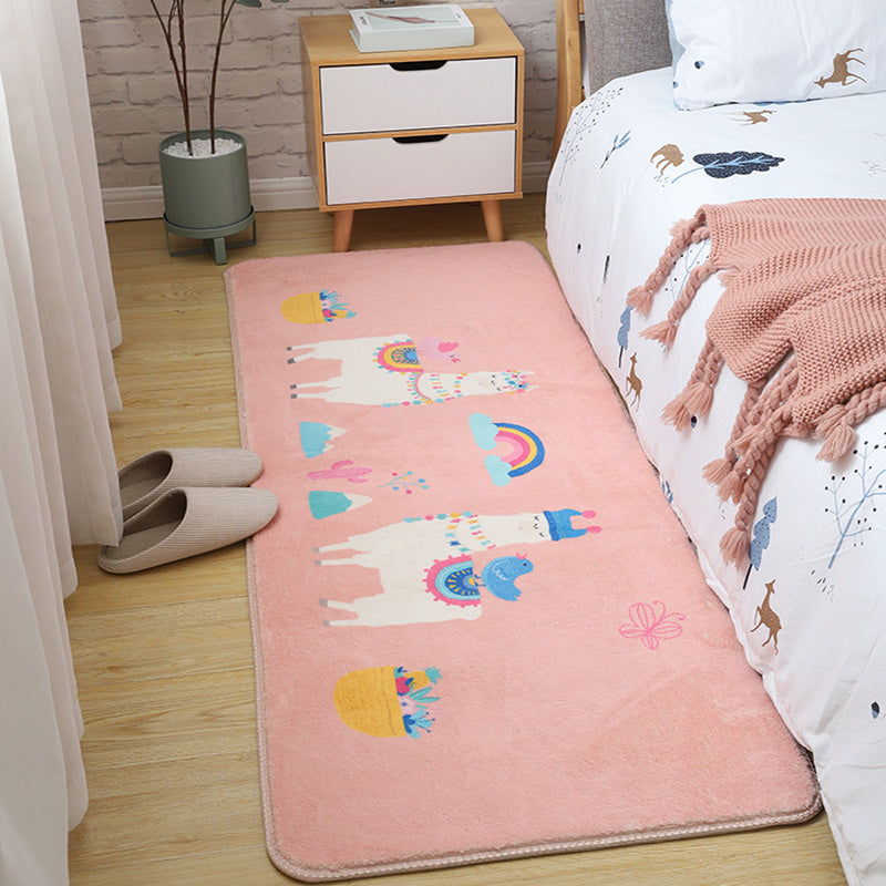 Lisslune | Children's Room Rug Multicolored Animal Sketches Rug Cotton Machine Washable Rug
