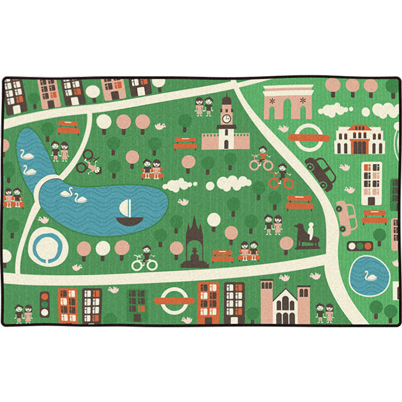Lisslune | Leather and Play Children Indoor Rug Multi Color City Traffic Carpet Washable Pet Friendly Non-Slip Underlay Rug for Boys Room