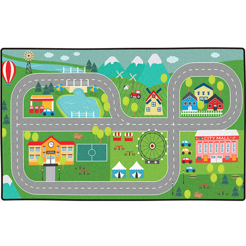 Lisslune | Leather and Play Children Indoor Rug Multi Color City Traffic Carpet Washable Pet Friendly Non-Slip Underlay Rug for Boys Room