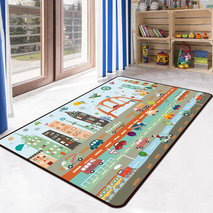 Lisslune | Leather and Play Children Indoor Rug Multi Color City Traffic Carpet Washable Pet Friendly Non-Slip Underlay Rug for Boys Room