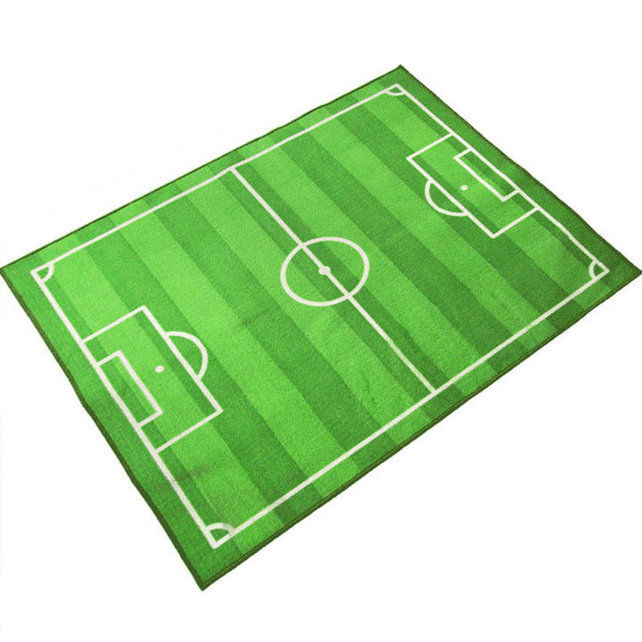Lisslune | Green Football Field Pattern Carpet Polyester Kids Carpet Stain Resistant Non-Slip Pet Friendly Carpet for Boys Room
