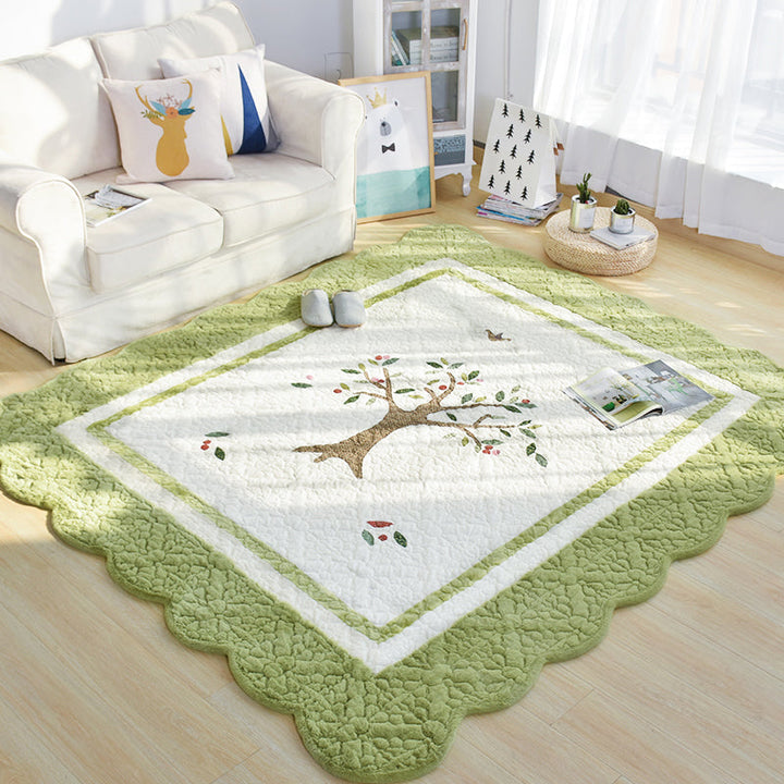 Lisslune | Multicolor Norwegian Style Rug Polypropylene Tree Pattern Rug Non-Slip Pet-Friendly Stain-Resistant Rug for Children's Room