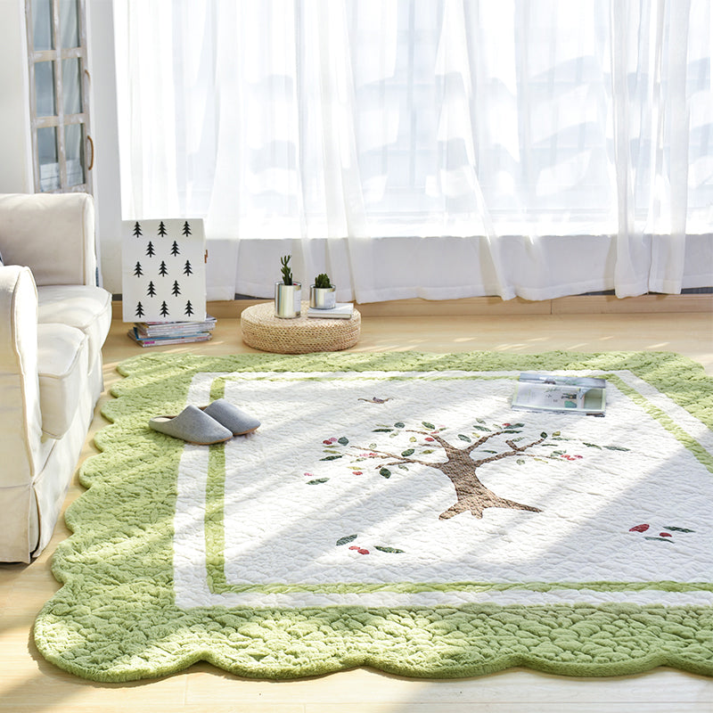 Lisslune | Multicolor Norwegian Style Rug Polypropylene Tree Pattern Rug Non-Slip Pet-Friendly Stain-Resistant Rug for Children's Room