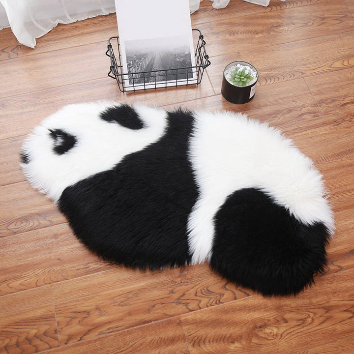 Lisslune | Cute Panda Print Rug Black and White Kids Rug Polyester Stain Resistant Machine Washable Non-Slip Backing Carpet for Bedroom