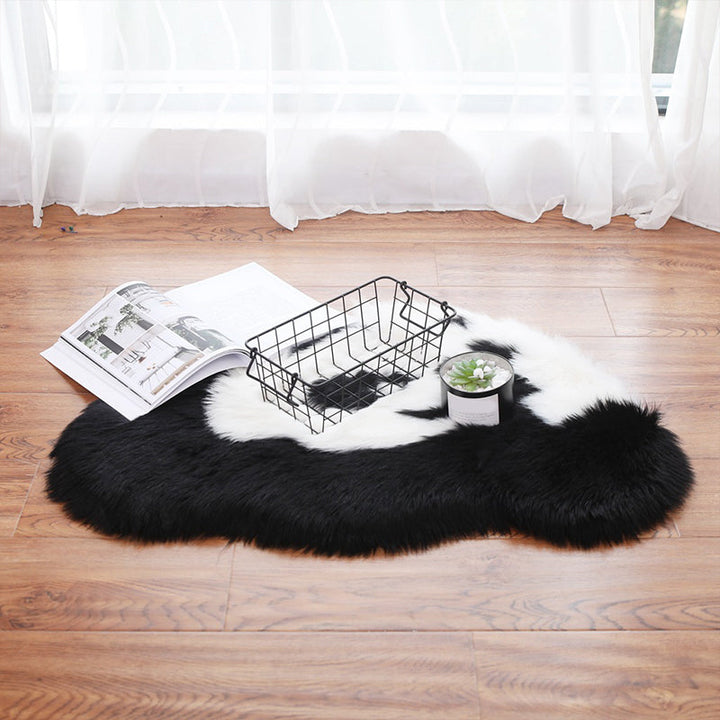 Lisslune | Fluffy Kids Rug Black and White Panda Pet Friendly Washable Non-Slip Back Rug for Kids Room