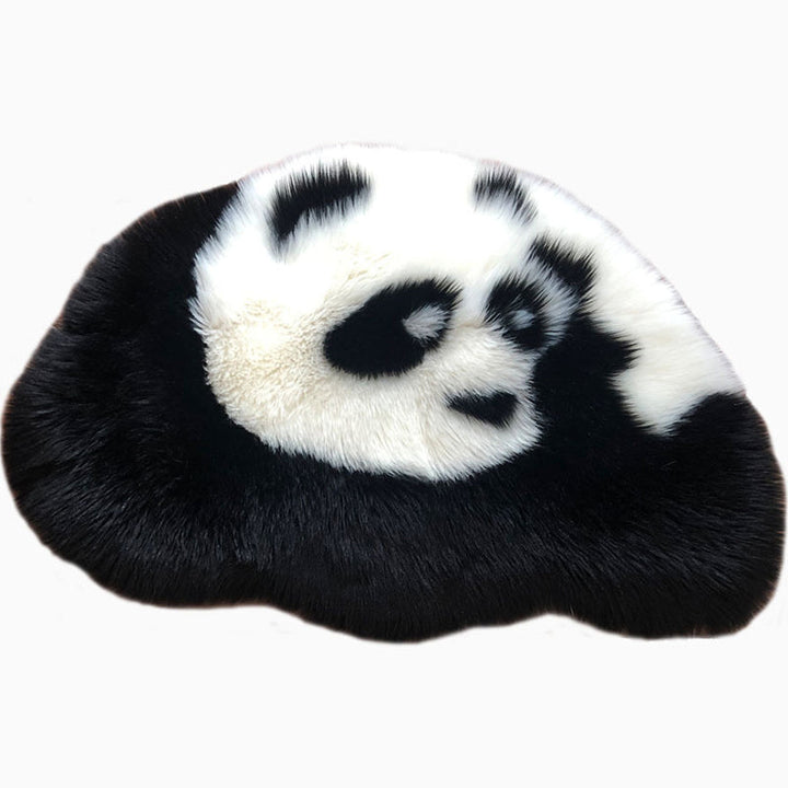 Lisslune | Fluffy Kids Rug Black and White Panda Pet Friendly Washable Non-Slip Back Rug for Kids Room