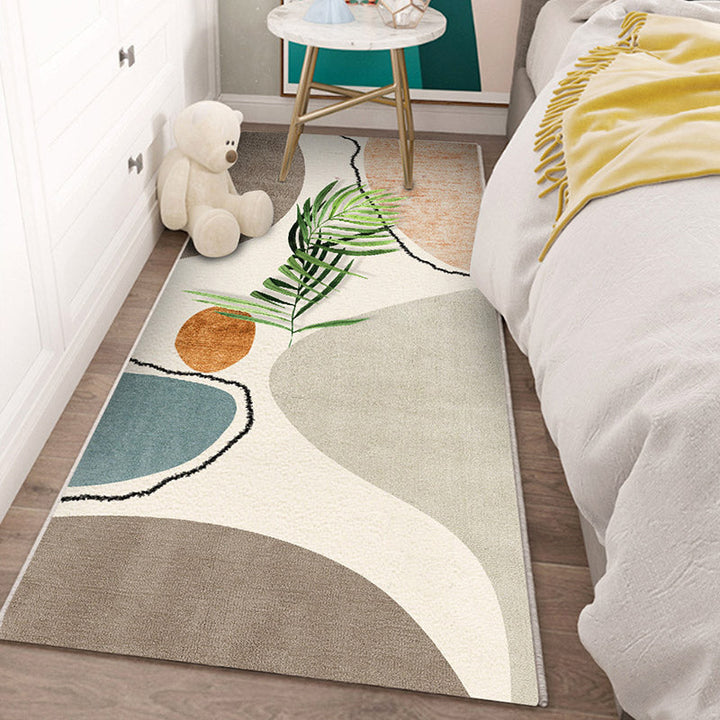 Lisslune | Multi-Color Scandinavian Rug Polyester Geometric Rug Non-Slip Stain Resistant Machine Washable Rug for Bedroom