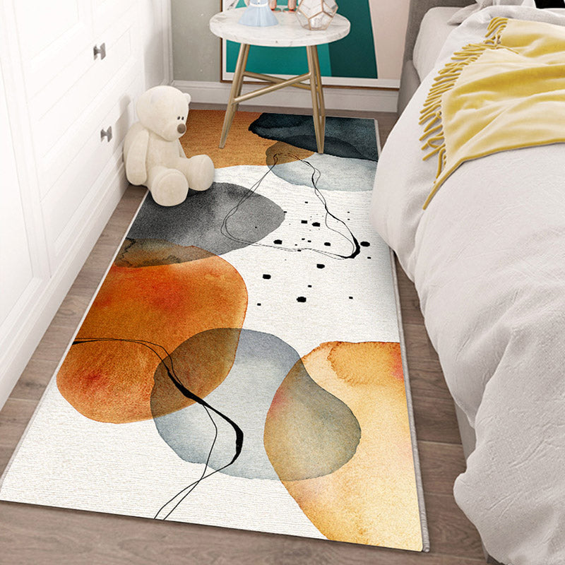 Lisslune | Multi-Color Scandinavian Rug Polyester Geometric Rug Non-Slip Stain Resistant Machine Washable Rug for Bedroom