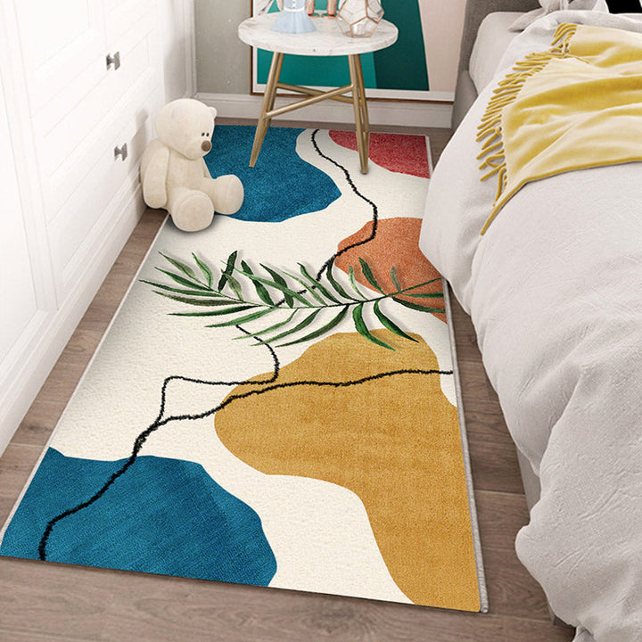 Lisslune | Multi-Color Scandinavian Rug Polyester Geometric Rug Non-Slip Stain Resistant Machine Washable Rug for Bedroom