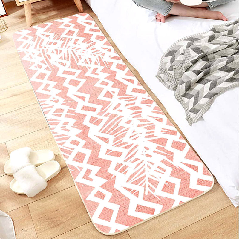 Lisslune | Multi-Color Scandinavian Rug Polyester Geometric Rug Non-Slip Stain Resistant Machine Washable Rug for Bedroom