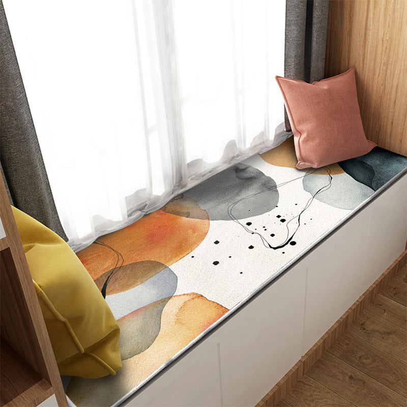 Lisslune | Multi-Color Scandinavian Rug Polyester Geometric Rug Non-Slip Stain Resistant Machine Washable Rug for Bedroom