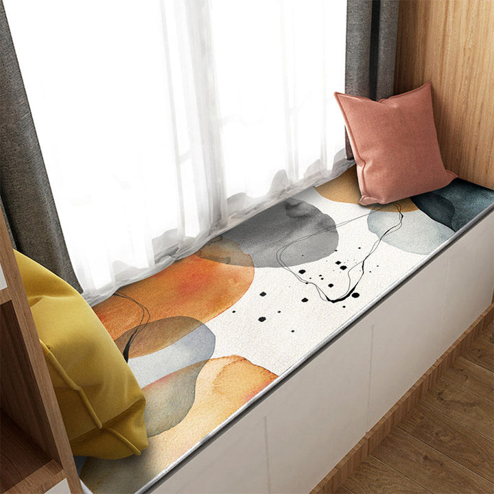 Lisslune | Multi-Color Scandinavian Rug Polyester Geometric Rug Non-Slip Stain Resistant Machine Washable Rug for Bedroom