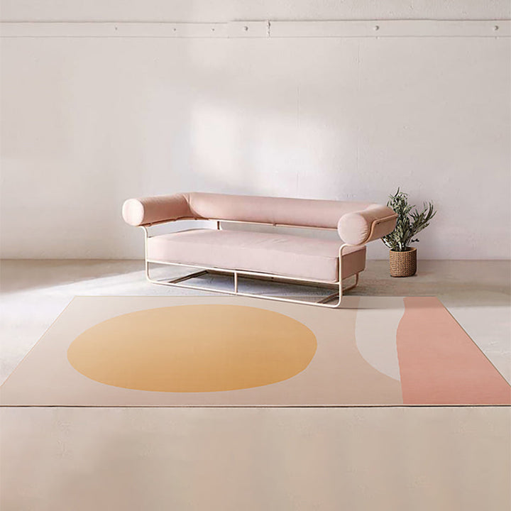 Lisslune | Soft Orange Nordic Carpet Polyester Geometric Rug Non-Slip Backing Pet-Friendly Washable Carpet for Home Decoration