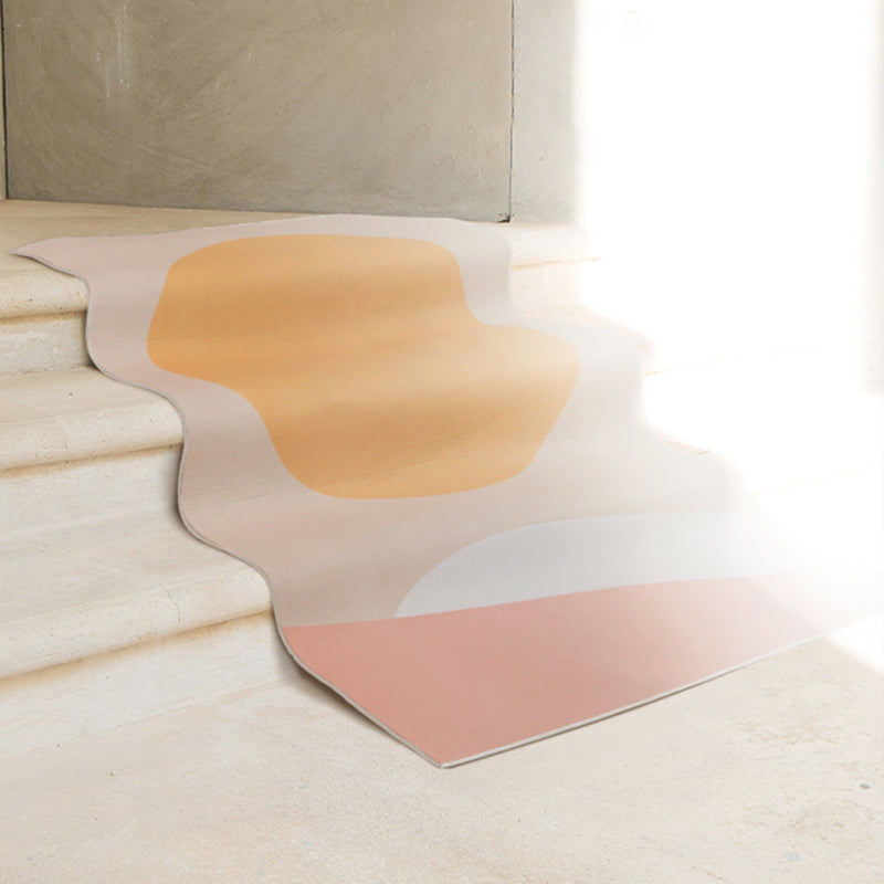 Lisslune | Soft Orange Nordic Carpet Polyester Geometric Rug Non-Slip Backing Pet-Friendly Washable Carpet for Home Decoration