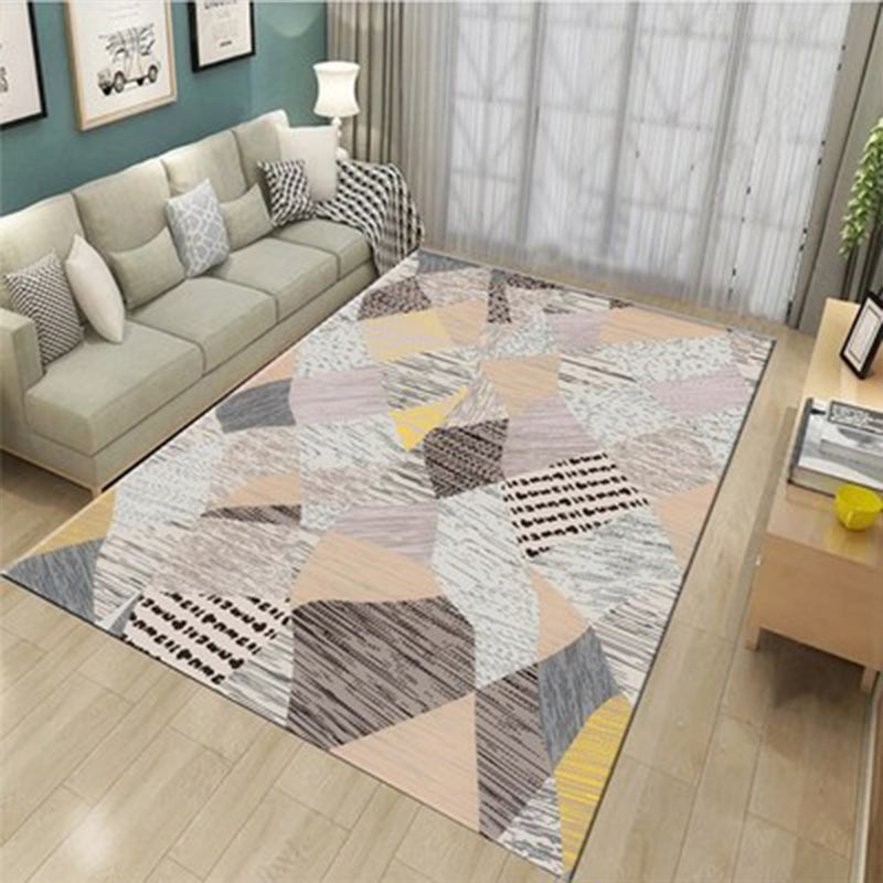 Lisslune | Multi Color Modern Area Rug Synthetic Geometric Color Block Rug Machine Washable Stain Resistant Non-Slip Backing Carpet for Room