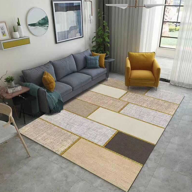 Lisslune | Multi Color Modern Area Rug Synthetic Geometric Color Block Rug Machine Washable Stain Resistant Non-Slip Backing Carpet for Room