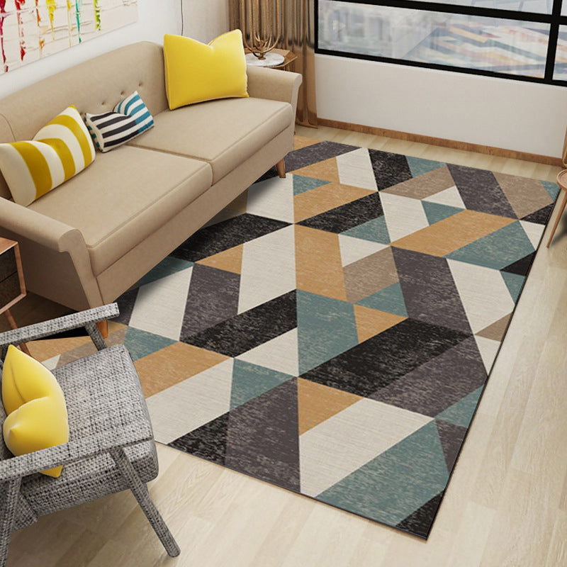 Lisslune | Multi Color Modern Area Rug Synthetic Geometric Color Block Rug Machine Washable Stain Resistant Non-Slip Backing Carpet for Room