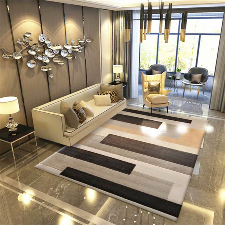 Lisslune | Multi Color Modern Area Rug Synthetic Geometric Color Block Rug Machine Washable Stain Resistant Non-Slip Backing Carpet for Room
