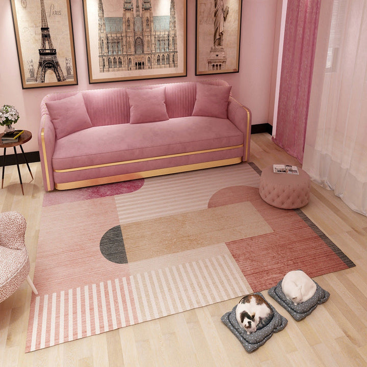 Lisslune | Aesthetics Mid-Century Carpet Multicolored Geometric Carpet Stain Resistant Non-Slip Machine Washable Carpet for Living Room