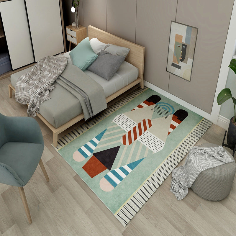 Lisslune | Aesthetics Mid-Century Carpet Multicolored Geometric Carpet Stain Resistant Non-Slip Machine Washable Carpet for Living Room