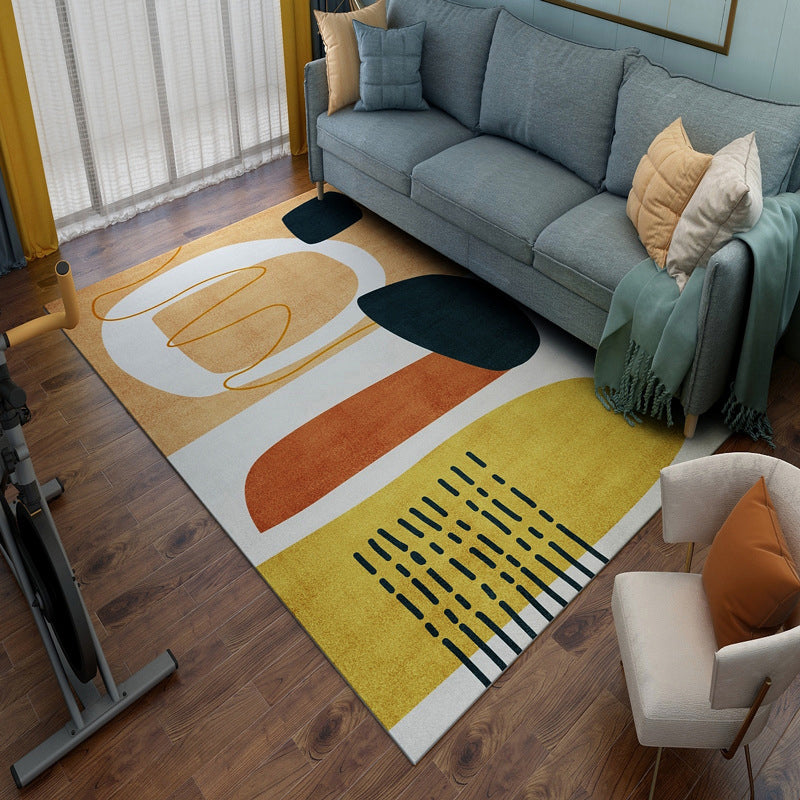 Lisslune | Aesthetics Mid-Century Carpet Multicolored Geometric Carpet Stain Resistant Non-Slip Machine Washable Carpet for Living Room