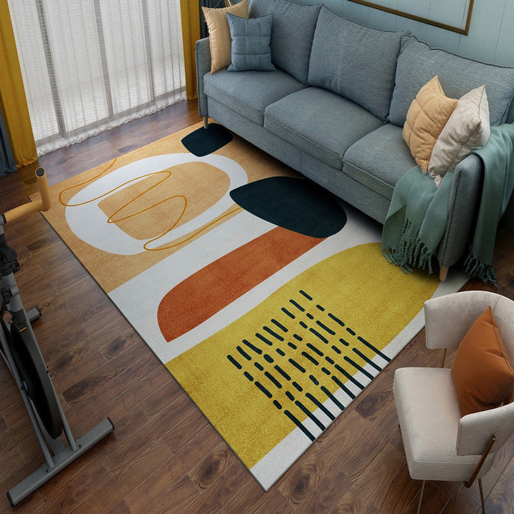 Lisslune | Aesthetics Mid-Century Carpet Multicolored Geometric Carpet Stain Resistant Non-Slip Machine Washable Carpet for Living Room