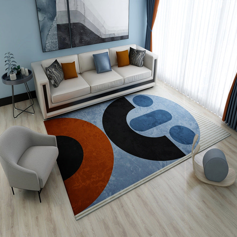 Lisslune | Aesthetics Mid-Century Carpet Multicolored Geometric Carpet Stain Resistant Non-Slip Machine Washable Carpet for Living Room