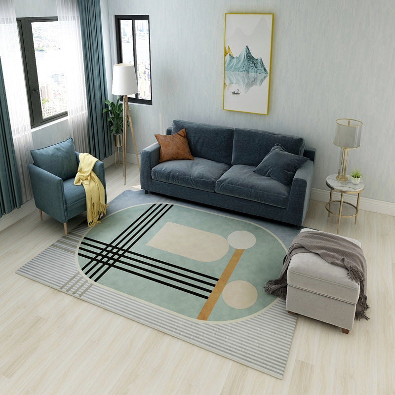Lisslune | Aesthetics Mid-Century Carpet Multicolored Geometric Carpet Stain Resistant Non-Slip Machine Washable Carpet for Living Room