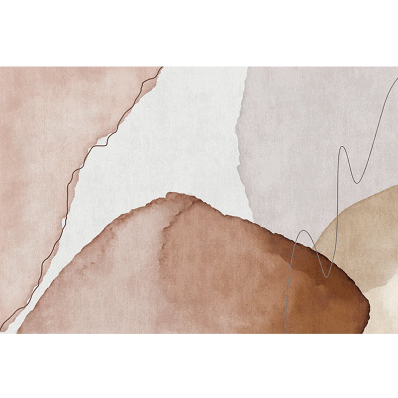 Lisslune | Multi-Color Abstract Pattern Rug Synthetic Postmodern Rug Stain Resistant Washable Non-Slip Rug for Girls Bedroom