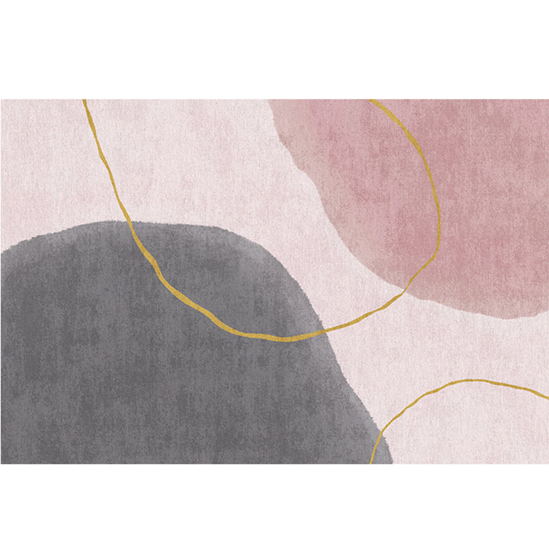 Lisslune | Multi-Color Abstract Pattern Rug Synthetic Postmodern Rug Stain Resistant Washable Non-Slip Rug for Girls Bedroom