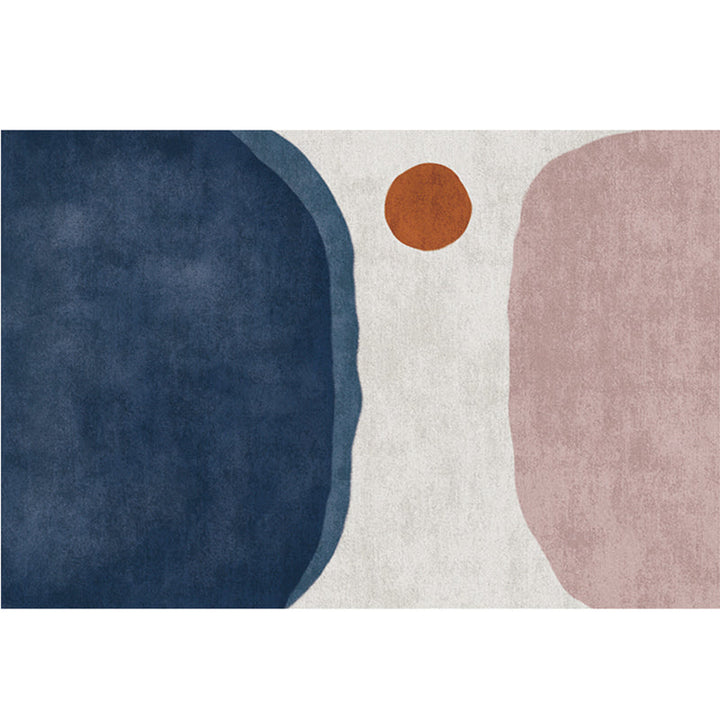Lisslune | Multi-Color Abstract Pattern Rug Synthetic Postmodern Rug Stain Resistant Washable Non-Slip Rug for Girls Bedroom