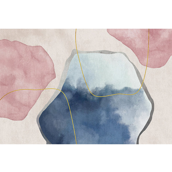 Lisslune | Multi-Color Abstract Pattern Rug Synthetic Postmodern Rug Stain Resistant Washable Non-Slip Rug for Girls Bedroom