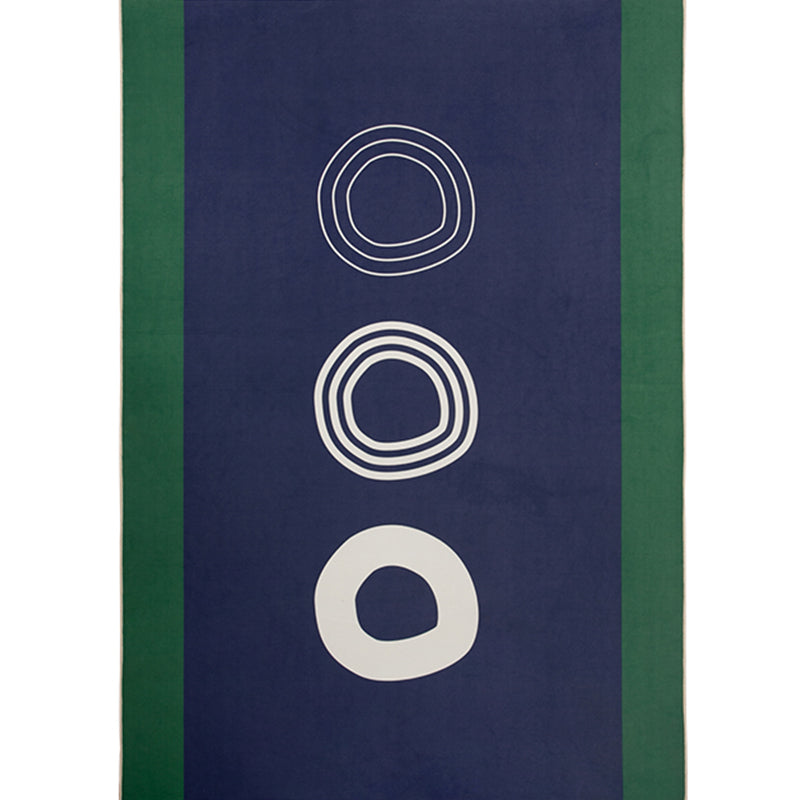 Lisslune | Navy Blue Simplicity Rug Synthetic Circle Pattern Non-Slip Stain Resistant Washable Rug for the Living Room