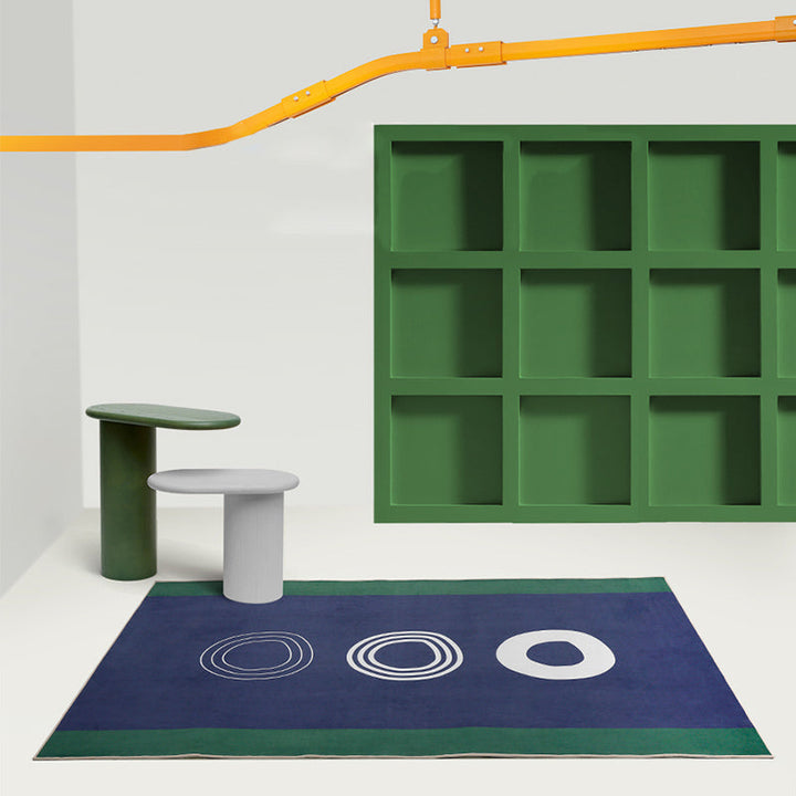 Lisslune | Navy Blue Simplicity Rug Synthetic Circle Pattern Non-Slip Stain Resistant Washable Rug for the Living Room