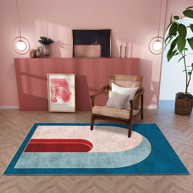 Lisslune | Classic curved door mat Multicolored postmodern rug Polyester Non-slip backing Washable Pet-friendly rug for the room