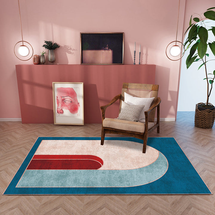 Lisslune | Classic curved door mat Multicolored postmodern rug Polyester Non-slip backing Washable Pet-friendly rug for the room
