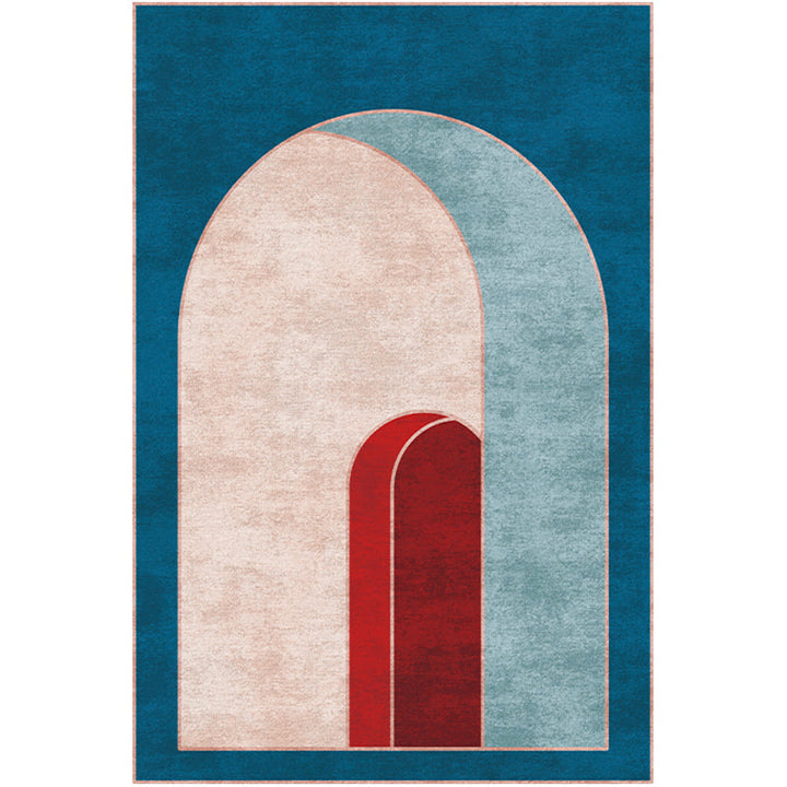 Lisslune | Classic curved door mat Multicolored postmodern rug Polyester Non-slip backing Washable Pet-friendly rug for the room