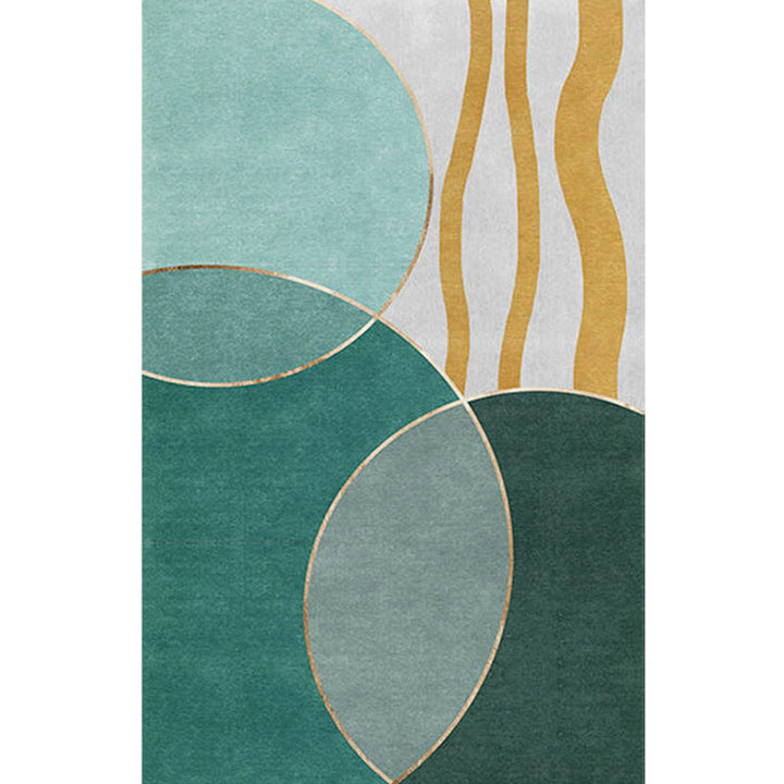 Lisslune | Retro Abstract Line Art Rug Multicolored Mid-Century Rug Synthetic Washable Stain Resistant Non-Slip Rug for the Living Room