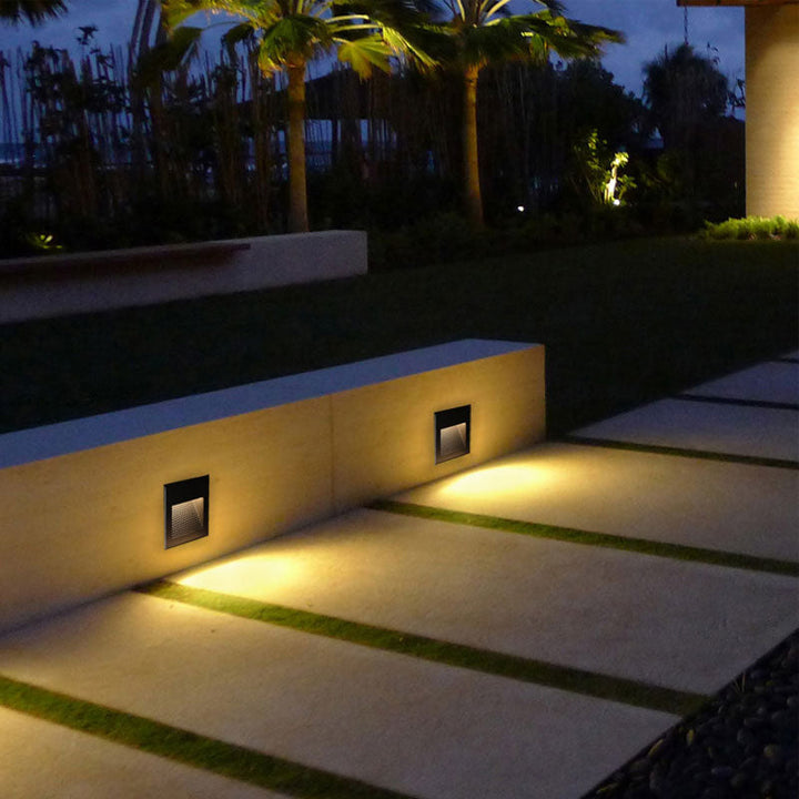 Skørter | Aluminum Square Recessed Wall Lamp Minimalist Black LED Footlight for Stair