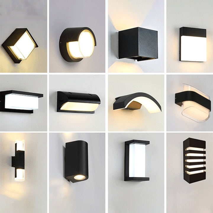 Skørter | Geometric Acrylic Wall Lamp Minimalist Black LED Wall Mount Lighting for Outdoor