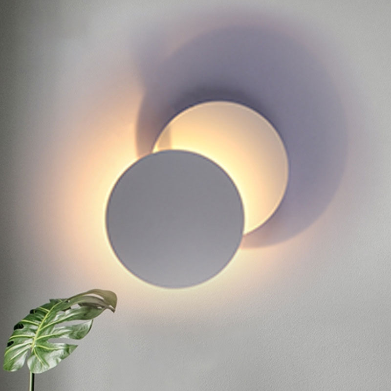 Skørter | Circle Wall Lamp Minimalistic Metallic Balcony LED Wall Mount Lighting in White