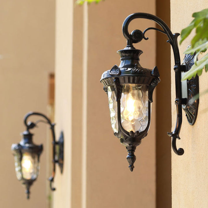 Skørter | Black Bell Wall Lamp Classic Ribbed Glass 1 Bulb Cave Wall Light for Outdoor Areas