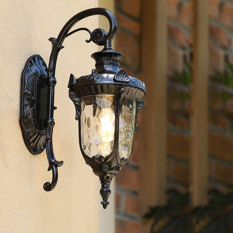 Skørter | Black Bell Wall Lamp Classic Ribbed Glass 1 Bulb Cave Wall Light for Outdoor Areas